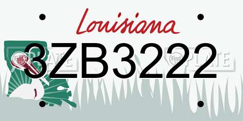 3ZB3222 Louisiana License Plate