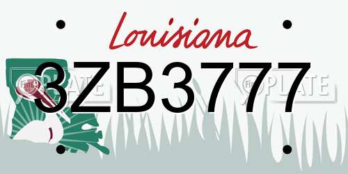 3ZB3777 Louisiana License Plate