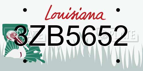 3ZB5652 Louisiana License Plate