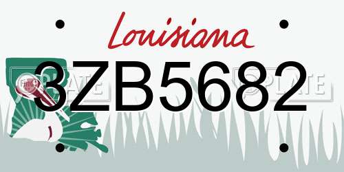 3ZB5682 Louisiana License Plate
