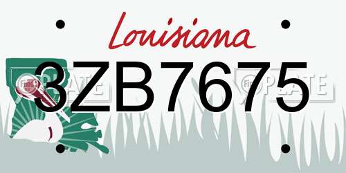3ZB7675 Louisiana License Plate