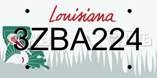 3ZBA224 Louisiana License Plate