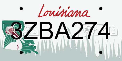 3ZBA274 Louisiana License Plate