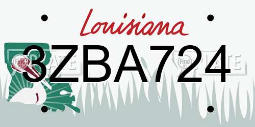 3ZBA724 Louisiana License Plate