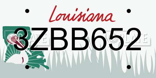 3ZBB652 Louisiana License Plate