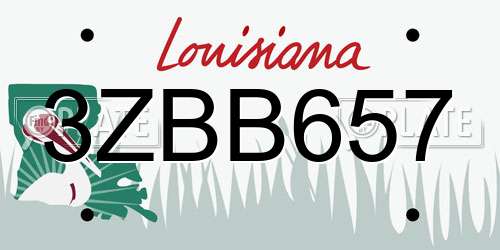 3ZBB657 Louisiana License Plate