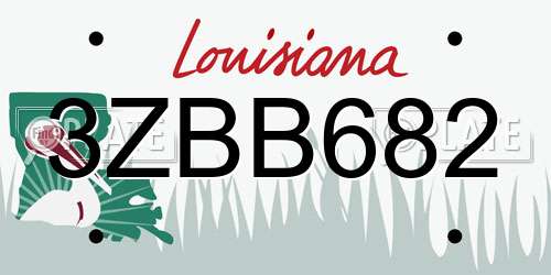 3ZBB682 Louisiana License Plate