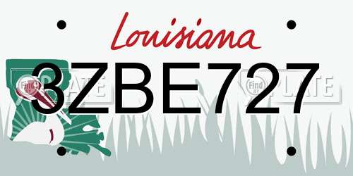 3ZBE727 Louisiana License Plate