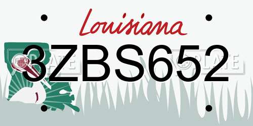 3ZBS652 Louisiana License Plate