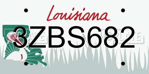 3ZBS682 Louisiana License Plate