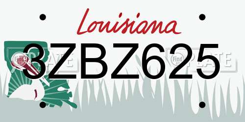 3ZBZ625 Louisiana License Plate
