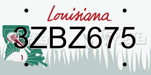 3ZBZ675 Louisiana License Plate
