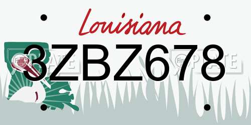 3ZBZ678 Louisiana License Plate