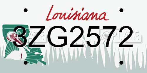 3ZG2572 Louisiana License Plate