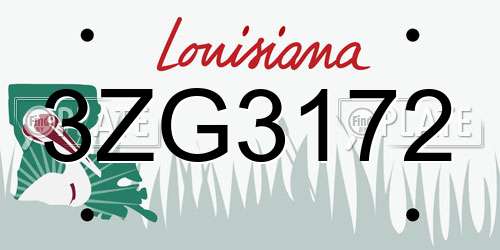 3ZG3172 Louisiana License Plate
