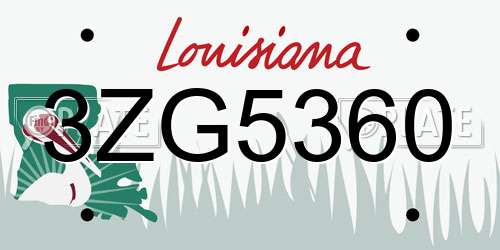 3ZG5360 Louisiana License Plate
