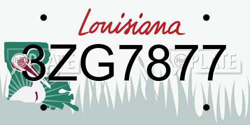 3ZG7877 Louisiana License Plate