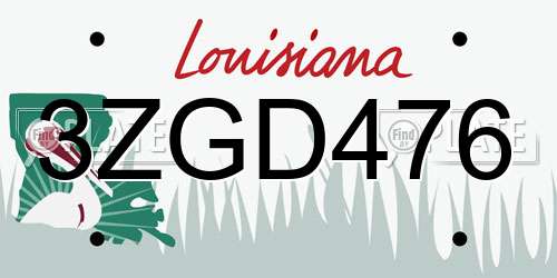3ZGD476 Louisiana License Plate