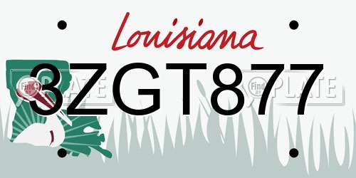 3ZGT877 Louisiana License Plate
