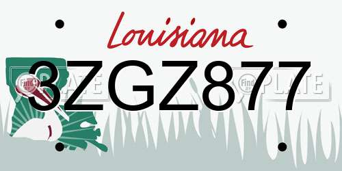 3ZGZ877 Louisiana License Plate