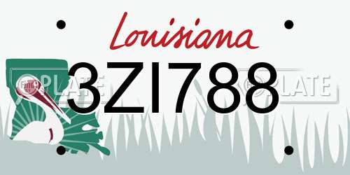 3ZI788 Louisiana License Plate