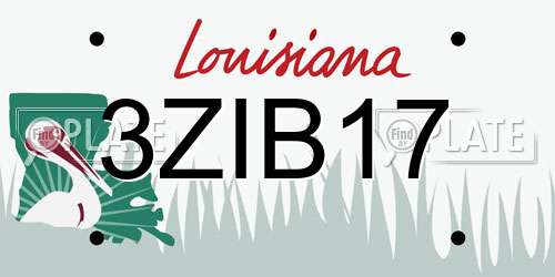 3ZIB17 Louisiana License Plate