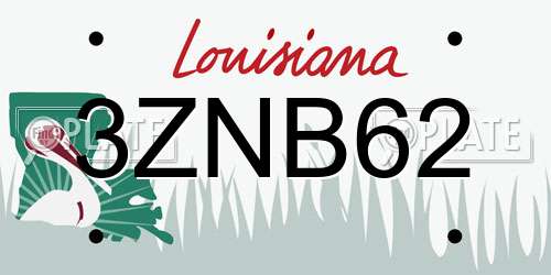 3ZNB62 Louisiana License Plate