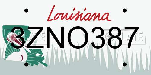 3ZNO387 Louisiana License Plate