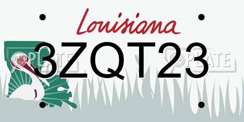 3ZQT23 Louisiana License Plate