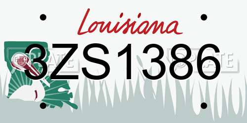 3ZS1386 Louisiana License Plate