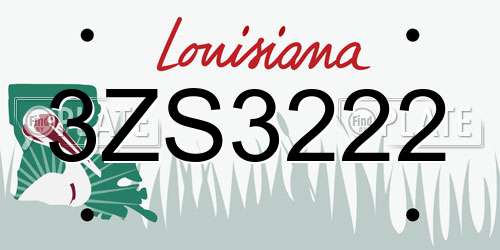 3ZS3222 Louisiana License Plate