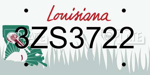 3ZS3722 Louisiana License Plate