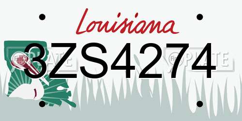 3ZS4274 Louisiana License Plate