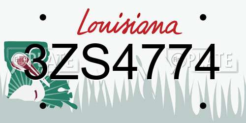 3ZS4774 Louisiana License Plate
