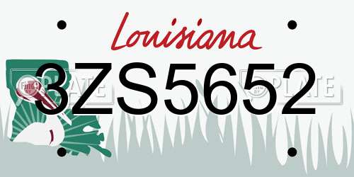 3ZS5652 Louisiana License Plate