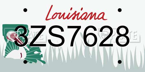 3ZS7628 Louisiana License Plate