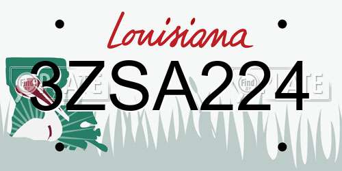 3ZSA224 Louisiana License Plate