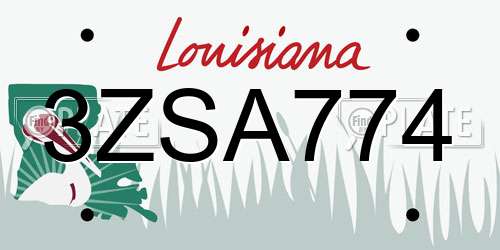 3ZSA774 Louisiana License Plate