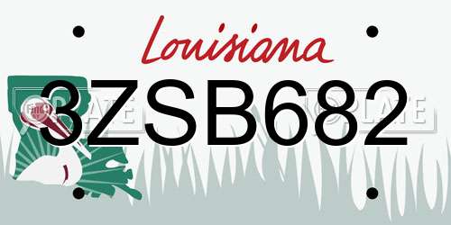 3ZSB682 Louisiana License Plate