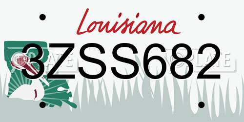 3ZSS682 Louisiana License Plate