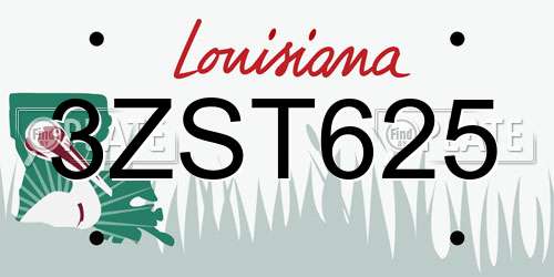 3ZST625 Louisiana License Plate