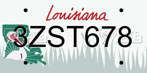 3ZST678 Louisiana License Plate