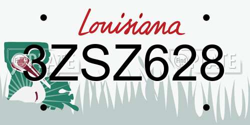 3ZSZ628 Louisiana License Plate