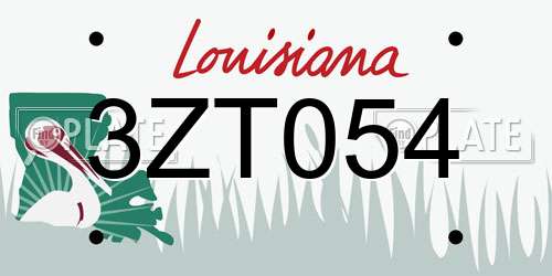 3ZT054 Louisiana License Plate
