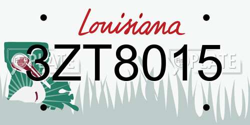 3ZT8015 Louisiana License Plate