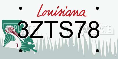 3ZTS78 Louisiana License Plate