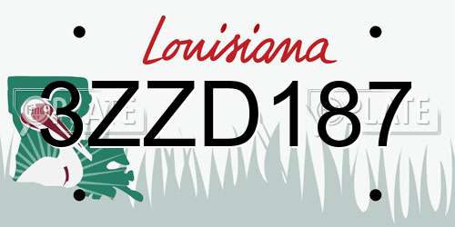 3ZZD187 Louisiana License Plate