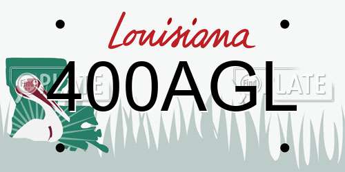 400AGL Louisiana License Plate