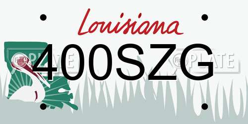 400SZG Louisiana License Plate