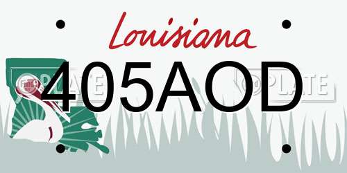 405AOD Louisiana License Plate